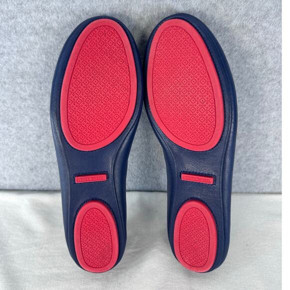 Tory Burch Womens sz 8.5 Minnie Travel Ballet Flat Navy Nantucket Red EUC - Picture 6 of 11